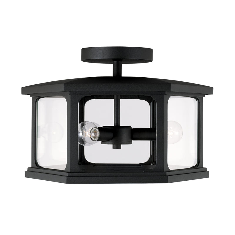 Capital Lighting 946632BK Three Light Outdoor Semi Flush Mount, Black