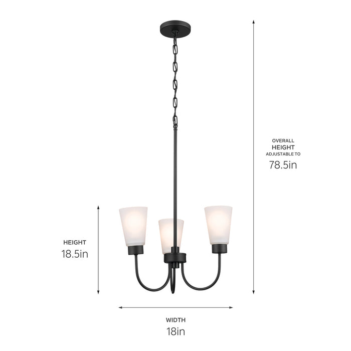 Kichler 52442BK Three Light Chandelier, Black