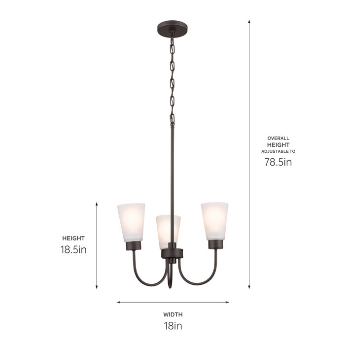 Kichler 52442OZ Three Light Chandelier, Olde Bronze