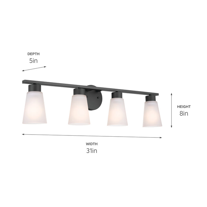 Kichler 55122BK Four Light Bath, Black