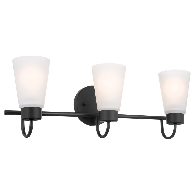 Kichler 55126BK Three Light Bath, Black
