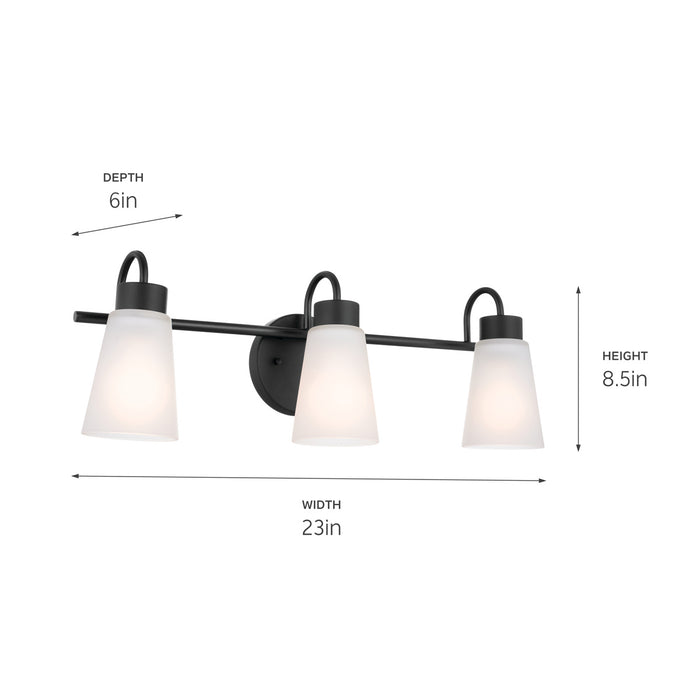 Kichler 55126BK Three Light Bath, Black