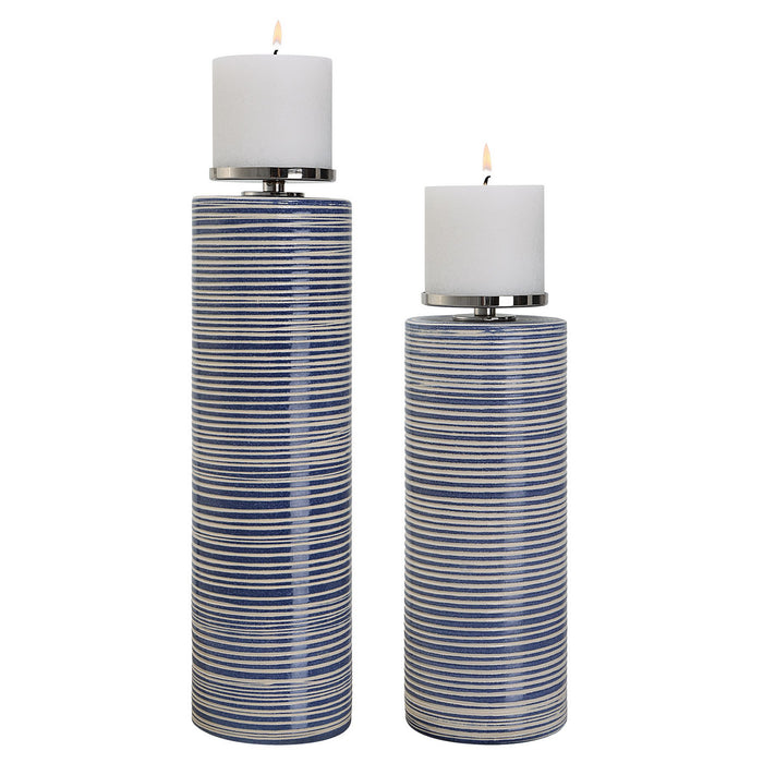 Uttermost 17998 Candleholders, S/2, Polished Nickel
