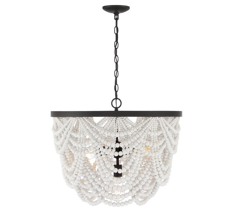 Meridian M100101GRORB Five Light Chandelier, Grecian White with Oil Rubbed Bronze