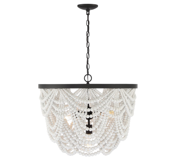 Meridian M100101GRORB Five Light Chandelier, Grecian White with Oil Rubbed Bronze