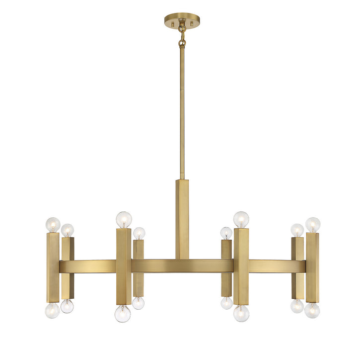 Meridian M100103NB 16 Light Chandelier, Natural Brass