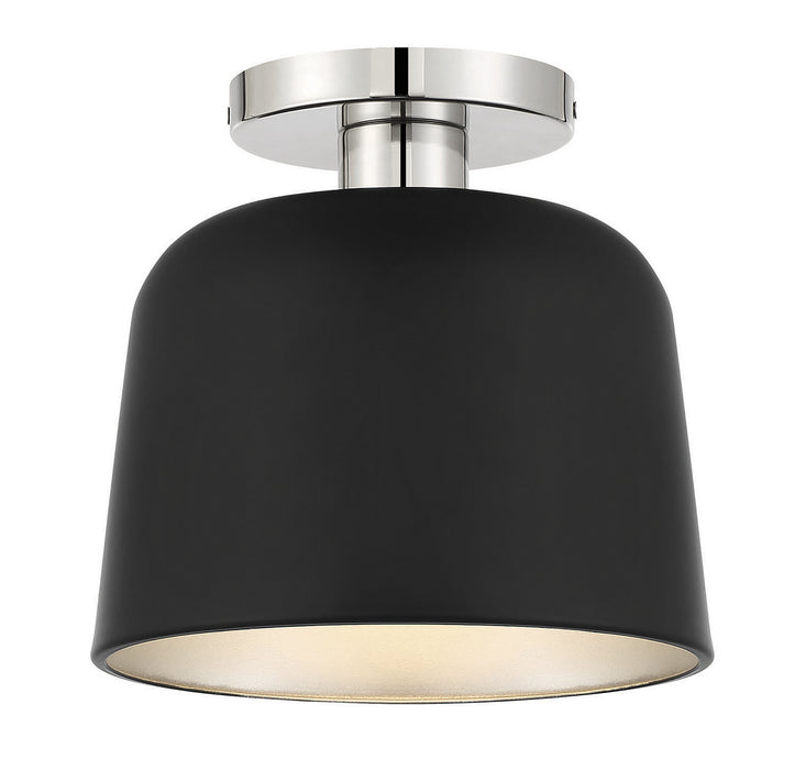 Meridian M60067MBKPN One Light Flush Mount, Matte Black with Polished Nickel