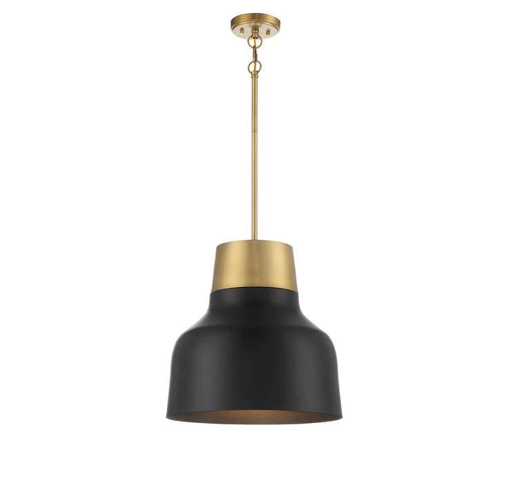 Meridian M70115MBKNB One Light Pendant, Matte Black with Natural Brass