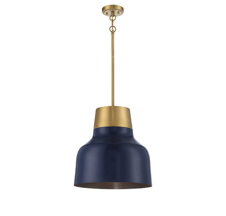 Meridian M70115NBLNB One Light Pendant, Navy Blue with Natural Brass