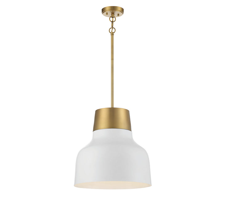 Meridian M70115WHNB One Light Pendant, White with Natural Brass