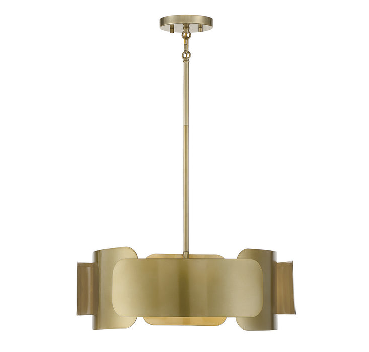 Meridian M70117BB Four Light Pendant, Burnished Brass