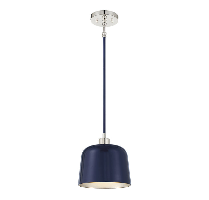 Meridian M70118NBLPN One Light Pendant, Navy Blue with Polished Nickel