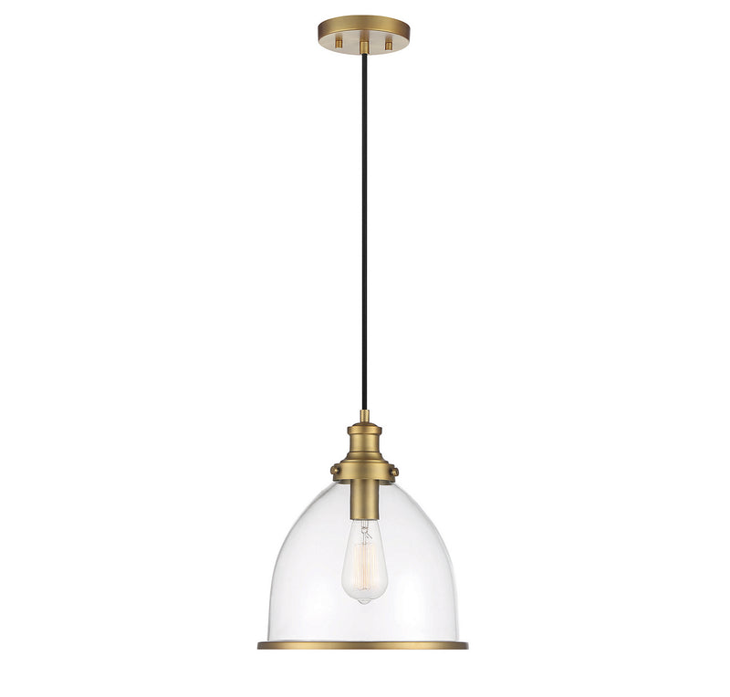 Meridian M70119NB One Light Pendant, Natural Brass