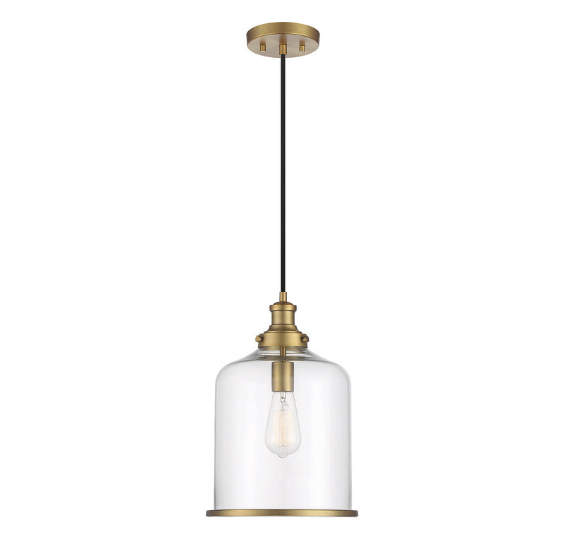 Meridian M70120NB One Light Pendant, Natural Brass