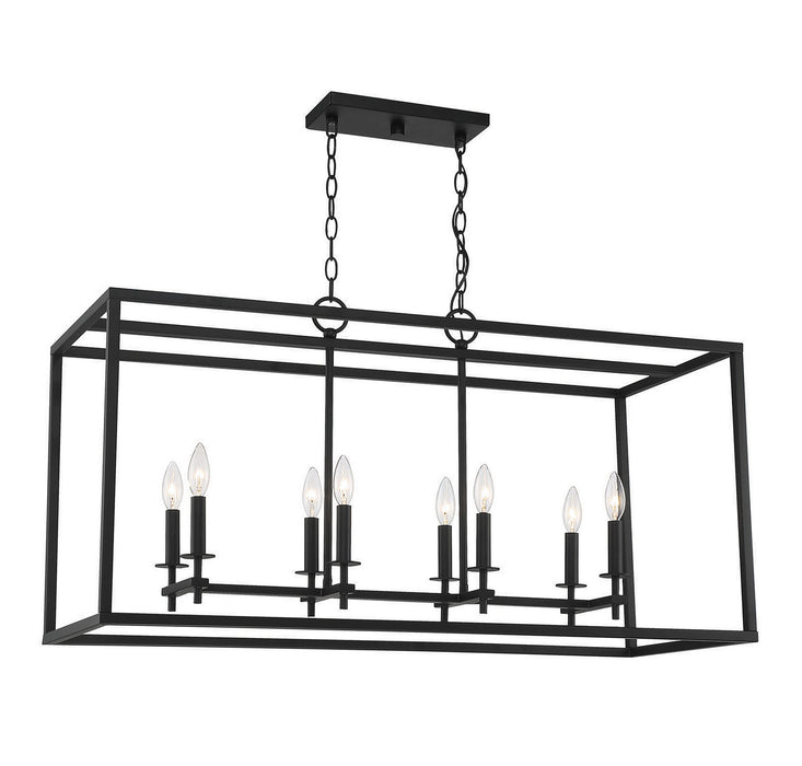 Meridian M7020MBK Eight Light Linear Chandelier, Matte Black