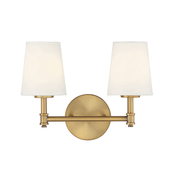 Meridian M80050NB Two Light Bathroom Vanity Light, Natural Brass