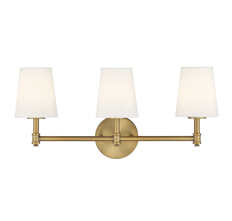 Meridian M80051NB Three Light Bathroom Vanity Light, Natural Brass