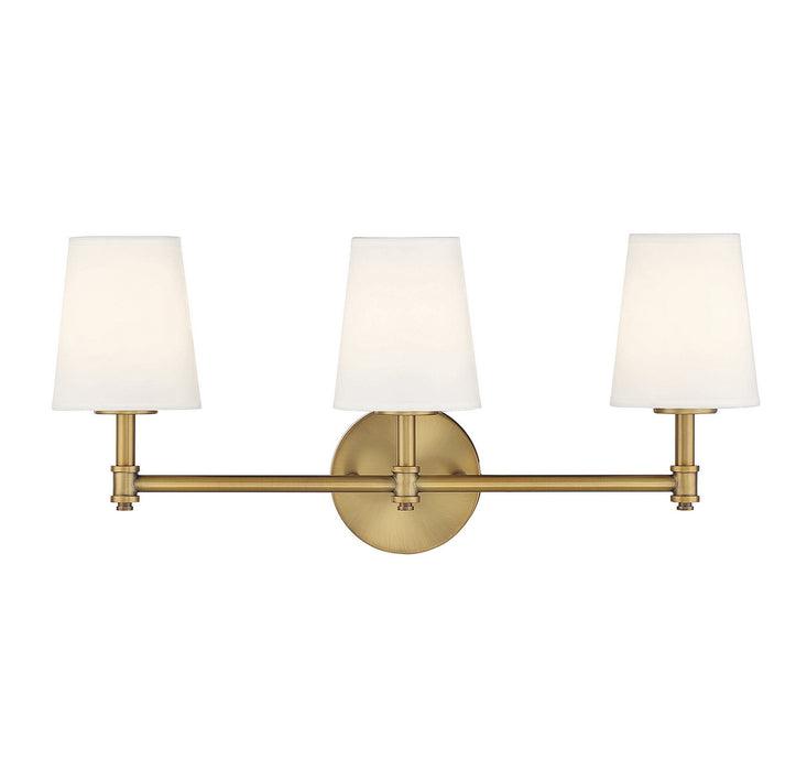 Meridian M80051NB Three Light Bathroom Vanity Light, Natural Brass