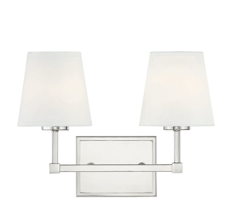 Meridian M80052PN Two Light Bathroom Vanity Light, Polished Nickel