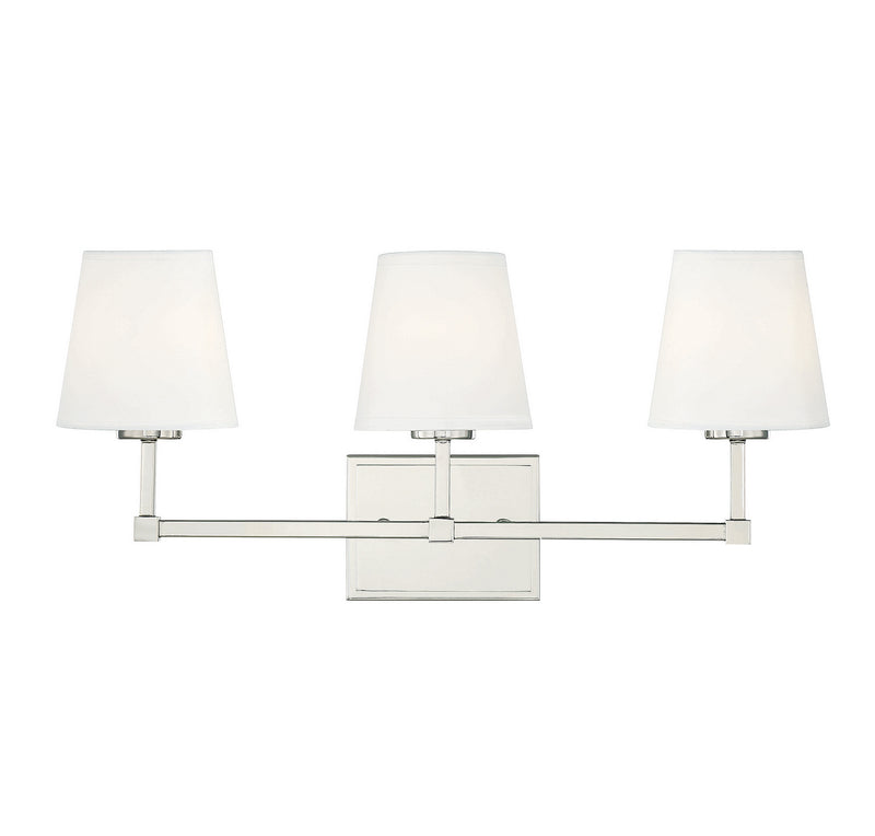 Meridian M80053PN Three Light Bathroom Vanity Light, Polished Nickel