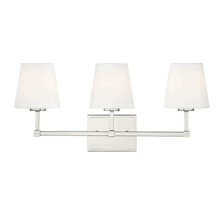 Meridian M80053PN Three Light Bathroom Vanity Light, Polished Nickel