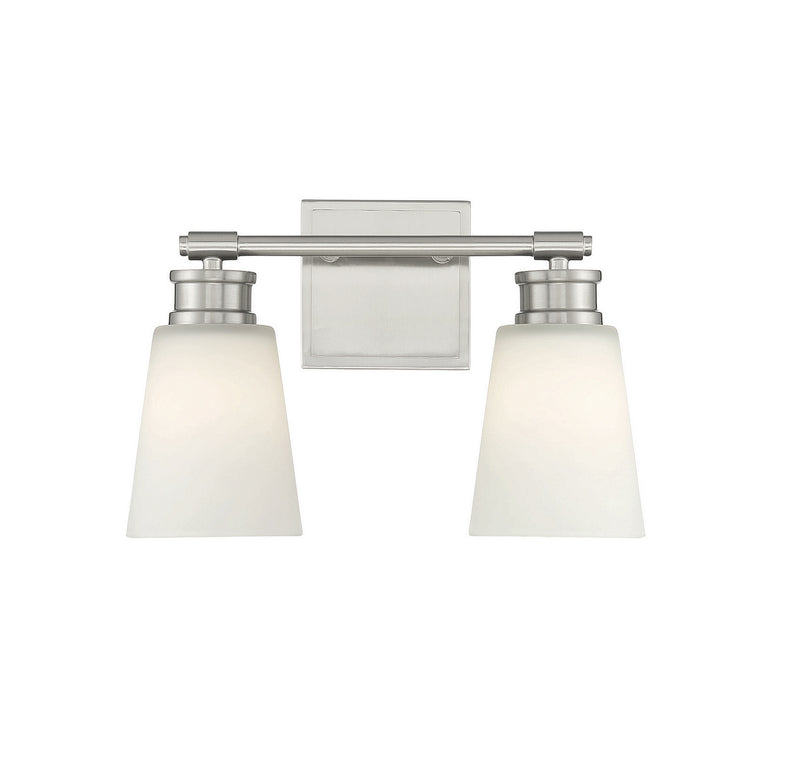 Meridian M80054BN Two Light Bathroom Vanity Light, Brushed Nickel
