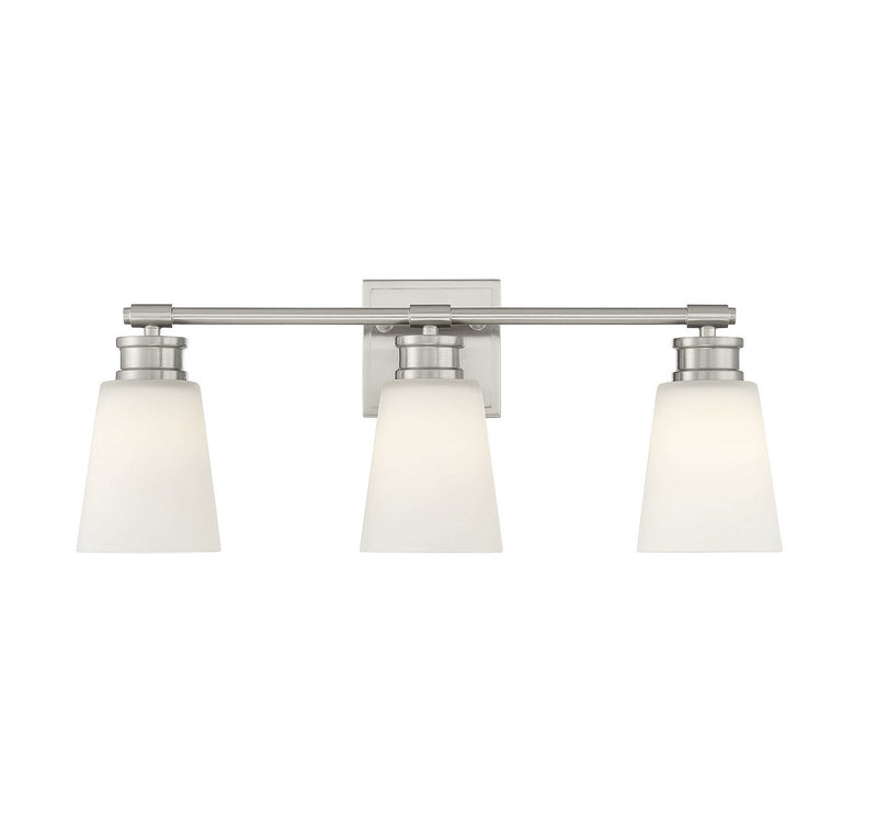 Meridian M80055BN Three Light Bathroom Vanity Light, Brushed Nickel