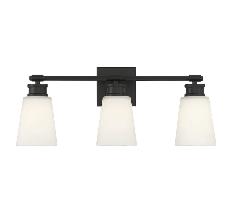 Meridian M80055MBK Three Light Bathroom Vanity Light, Matte Black