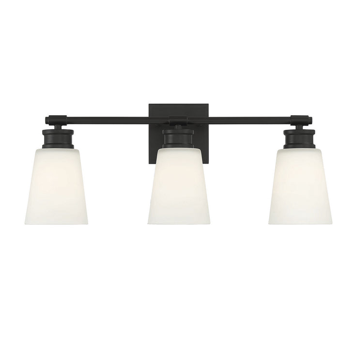 Meridian M80055MBK Three Light Bathroom Vanity Light, Matte Black