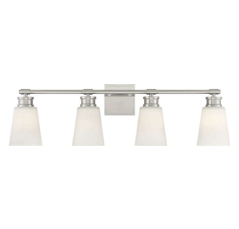 Meridian M80056BN Four Light Bathroom Vanity Light, Brushed Nickel
