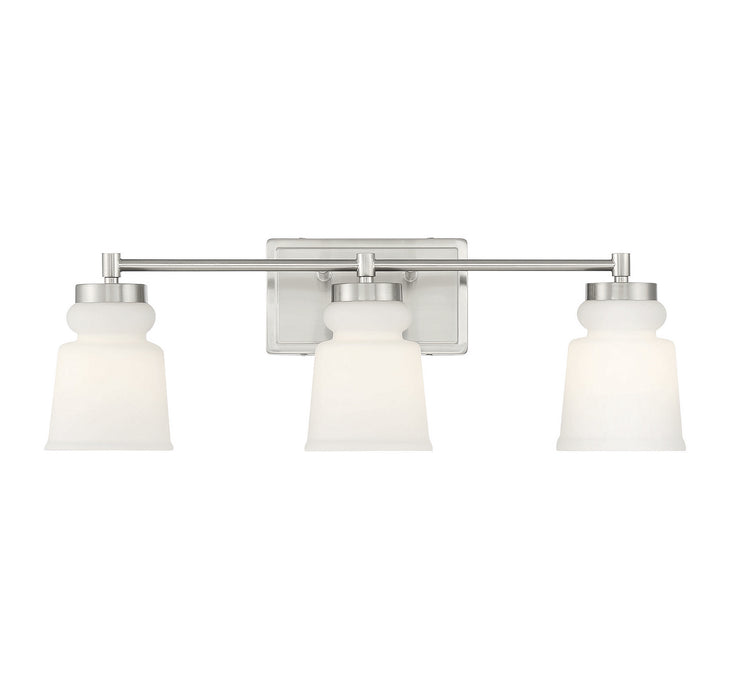 Meridian M80058BN Three Light Bathroom Vanity Light, Brushed Nickel