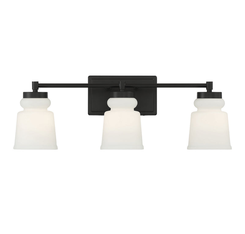 Meridian M80058MBK Three Light Bathroom Vanity Light, Matte Black