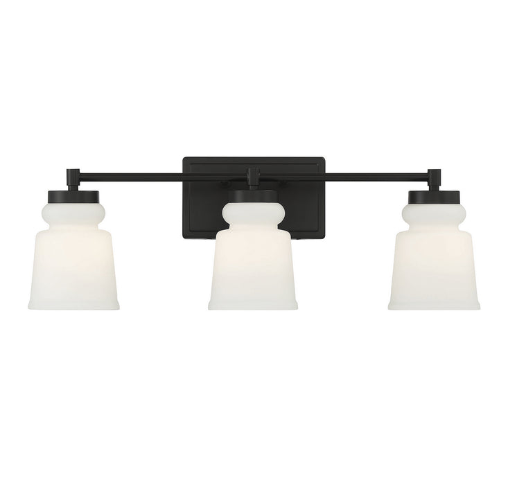 Meridian M80058MBK Three Light Bathroom Vanity Light, Matte Black