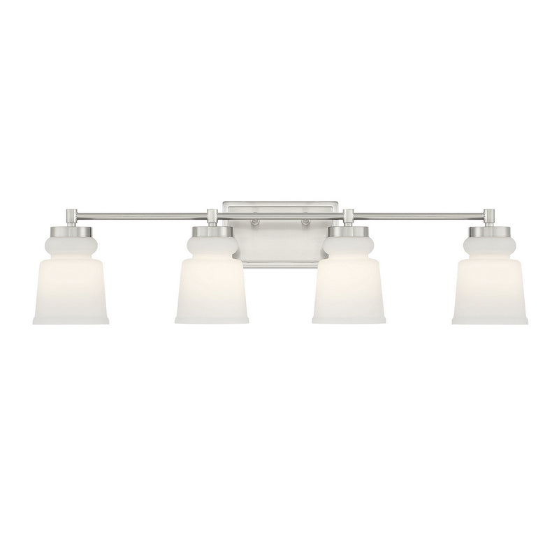 Meridian M80059BN Four Light Bathroom Vanity Light, Brushed Nickel