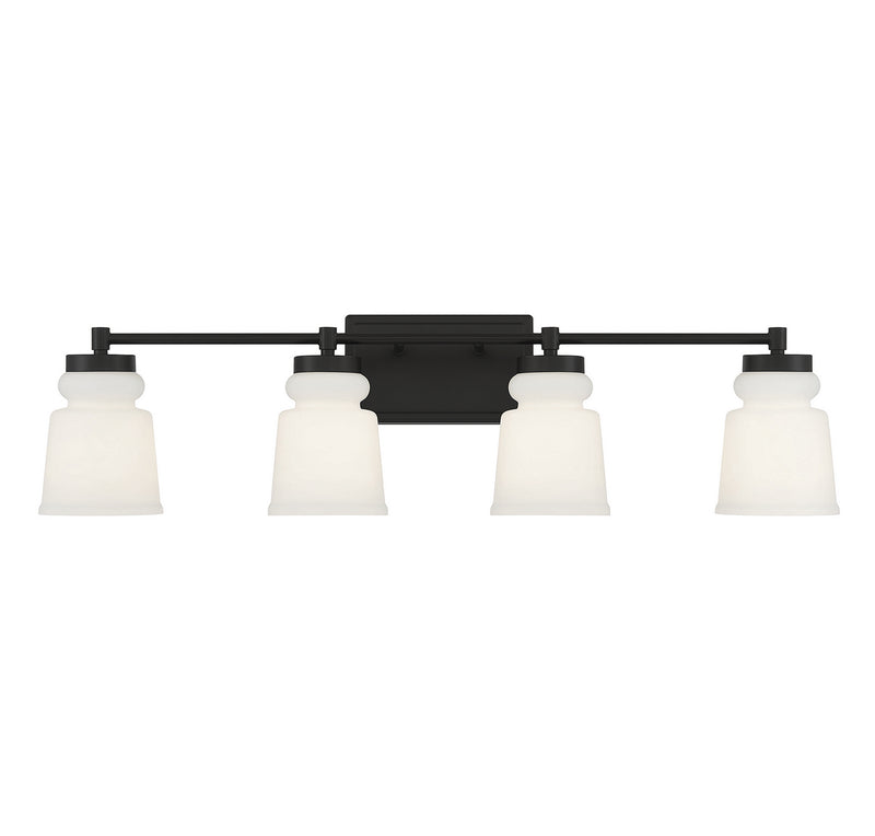 Meridian M80059MBK Four Light Bathroom Vanity Light, Matte Black