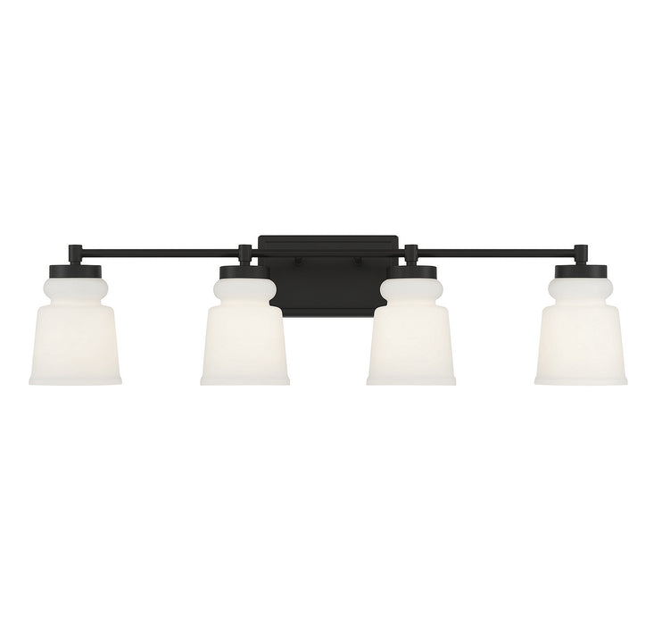 Meridian M80059MBK Four Light Bathroom Vanity Light, Matte Black