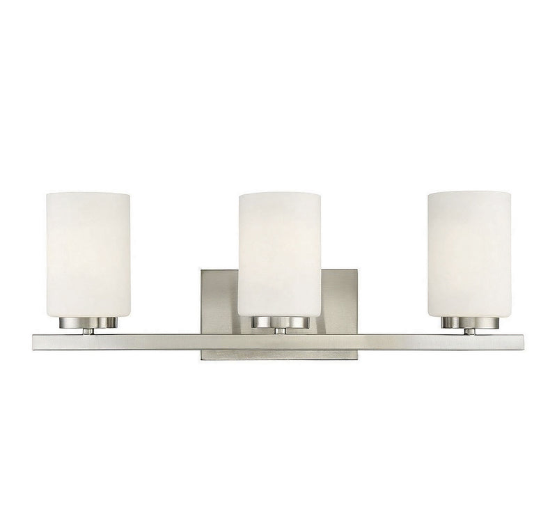 Meridian M80067BN Three Light Bathroom Vanity Light, Brushed Nickel