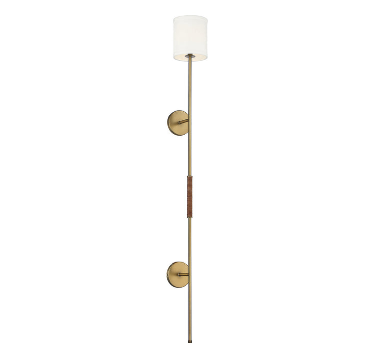 Meridian M90063NB One Light Wall Sconce, Natural Brass with Leather Accent