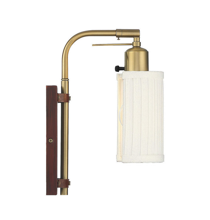 Meridian M90068NB One Light Wall Sconce, Redwood with Natural Brass