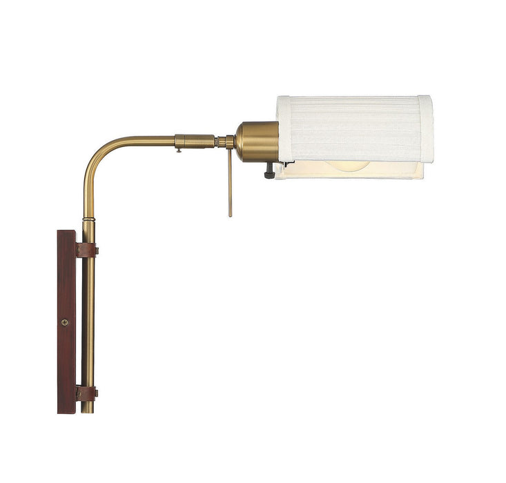 Meridian M90068NB One Light Wall Sconce, Redwood with Natural Brass