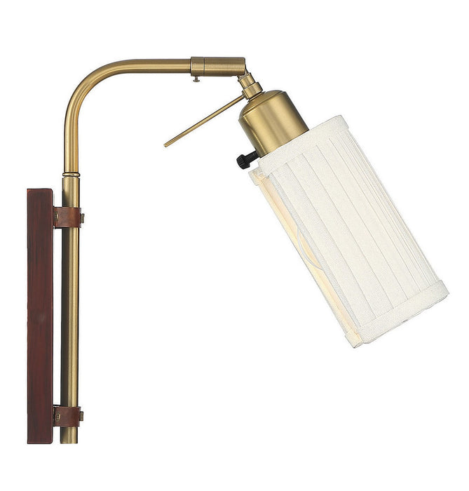 Meridian M90068NB One Light Wall Sconce, Redwood with Natural Brass