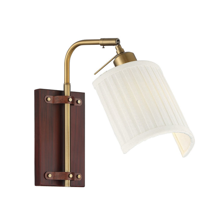 Meridian M90068NB One Light Wall Sconce, Redwood with Natural Brass
