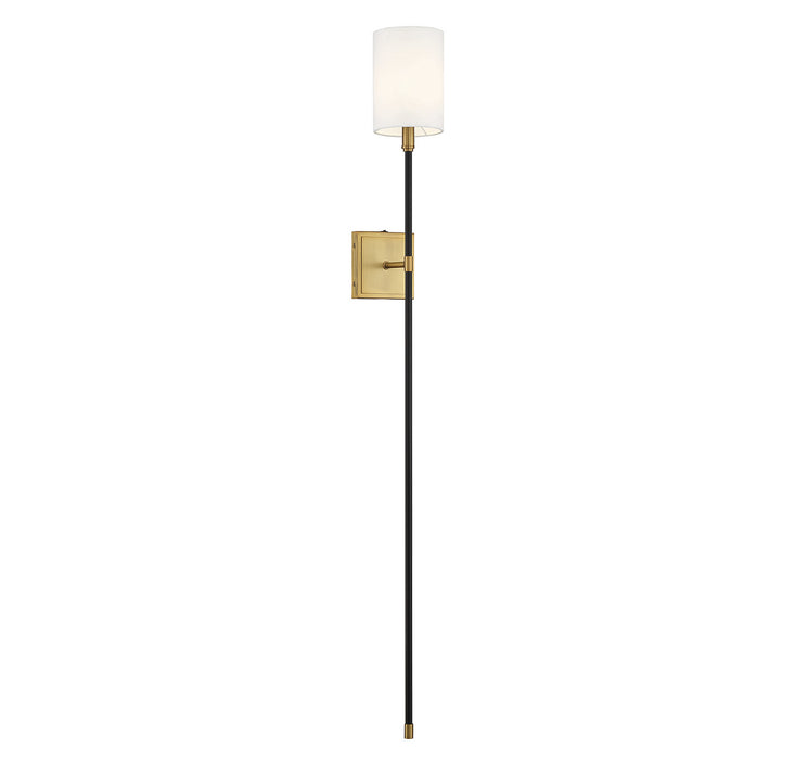 Meridian M90069BNB One Light Wall Sconce, Black with Natural Brass Accents