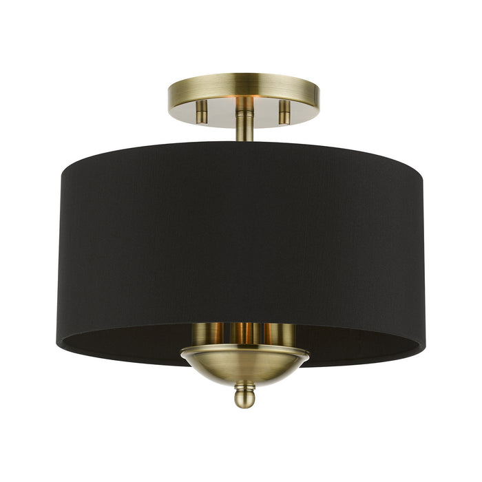 Livex Lighting 40111-01 Three Light Semi-Flush Mount, Antique Brass