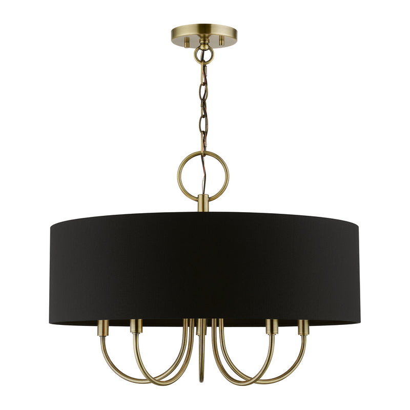 Livex Lighting 40115-01 Five Light Pendant, Antique Brass