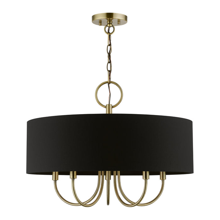 Livex Lighting 40115-01 Five Light Pendant, Antique Brass