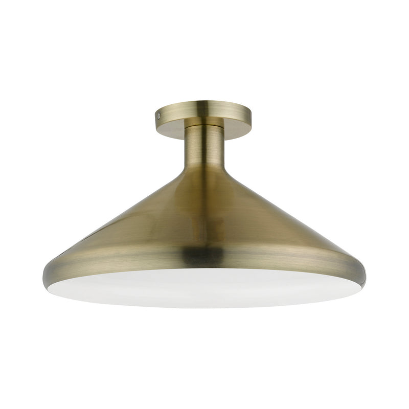 Livex Lighting 40950-01 One Light Semi-Flush Mount, Antique Brass