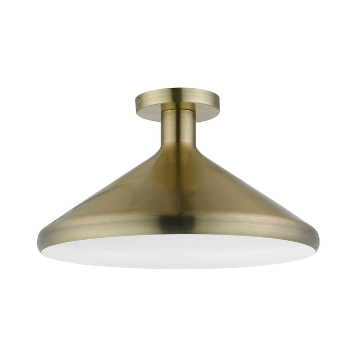 Livex Lighting 40950-01 One Light Semi-Flush Mount, Antique Brass