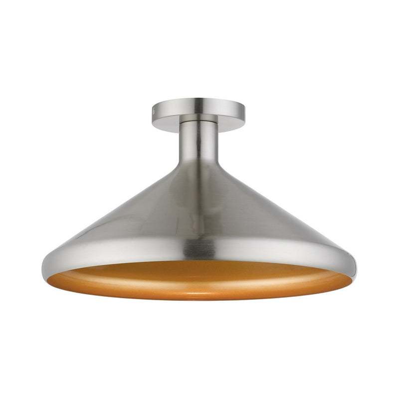 Livex Lighting 40950-91 One Light Semi-Flush Mount, Brushed Nickel
