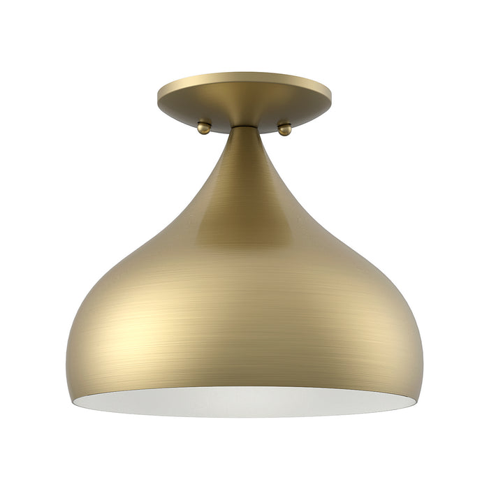 Livex Lighting 40980-01 One Light Semi-Flush Mount, Antique Brass